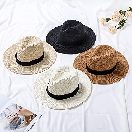 Hat do Panamá Homem Homem Hat Stravo Vermum Summer Praia Fedora Hat Hat UV Moda de férias de férias Sun Hat Upf50+
