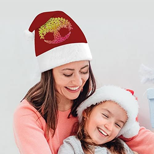 Árvore da vida chapéu de natal chapéu de Papai Noel para adultos unissex Comfort Classic Natal Cap para o feriado de festa de Natal