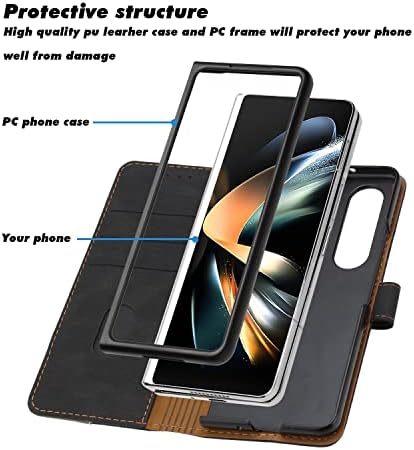 Caixa de proteção telefônica compatível com a caixa da Samsung Galaxy Z Fold4, Galaxy Z Fold 4 Caixa de couro Slim PU PU Flip