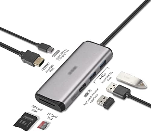 7 em 1 hub USB, adaptador USB C dongle com 4K para e PD Porta de carregamento rápido para pro/pro