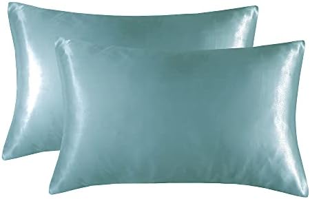 Passagem de cetim padrão de giroscópio para cabelos e travesseiros de seda de peles 2 azul bebê azul, 20x26inch
