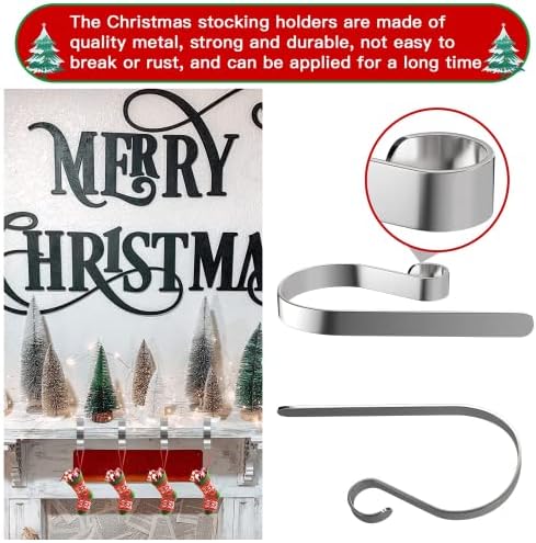 KoooPower Christmas Stocker Holder Ganchs Clipes de cabide pendurados de metal para lareira de escritório em casa Decorações