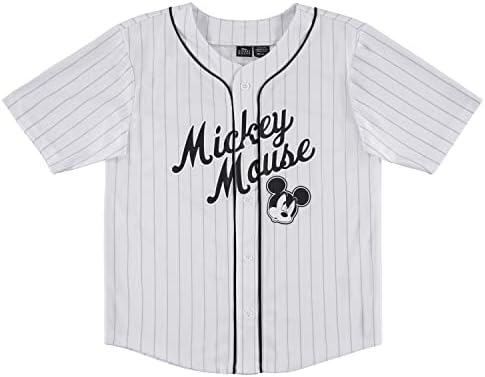 Disney Boys Mickey Mouse Jersey de beisebol - meninos clássicos Mickey Mouse Mesh Button Down Baseball Jersey Mickey