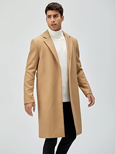 Jaquetas de jaqueta masculina para homens colarinho de lapela com cinto sobretudo