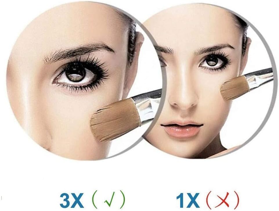 Espelho de vaidade de maminação de dupla face de 8 polegadas espelho de maquiagem com ampliação de 10x, 360 e graus de dois lados;