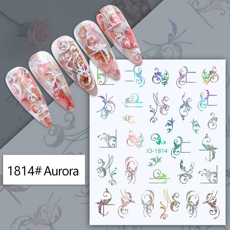 6 lençóis Sliver Boho UNIF ARTS ATENDERS 3D Decalques de unhas auto-adesivas pegatinas para uñas abstrato meados do século design