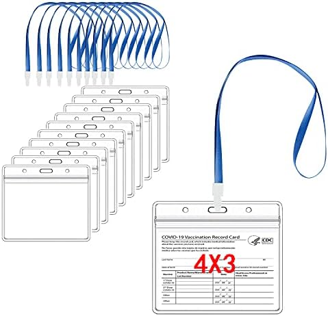 Crelor 10 Pack CDC Vacinação Card Protetor de 4 x 3 polegadas com cordão reutilizável de cordão de langue reutilizável