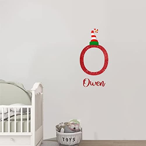 Natal inicial G com elfo hat wallstickers adesivo de parede de parede cartas motivacionais de arte personalizadas de natal