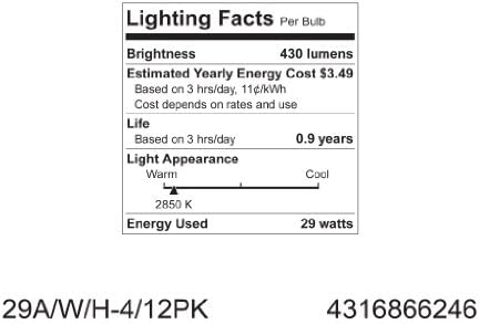 Iluminação GE 66246 Branca macia de 29 watts e 430 lúmen lâmpada, 4 contagem