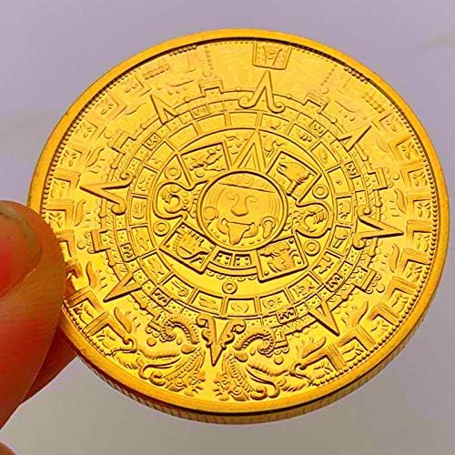 Criptomoeda maia de moedas comemorativa de moeda pirâmide moeda de dentes de dentes banhados a ouro com copina de copina