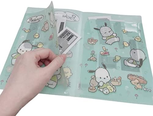 Friend Sanrio Pochacco 2 bolsos pasta de plástico, pasta de plástico durável com bolsos, tamanho A5, 6,06 em × 8,66 em