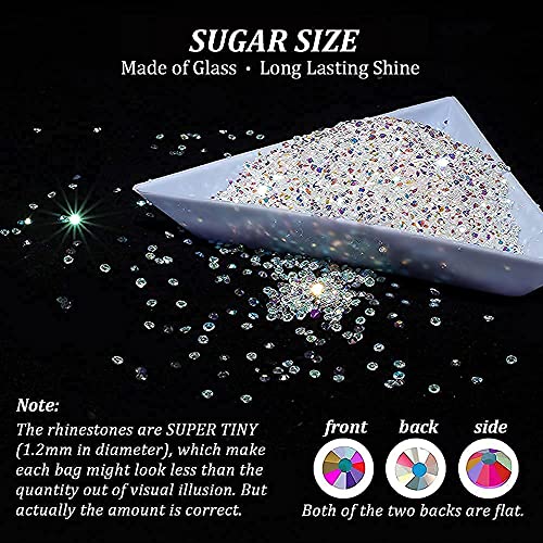 15600pcs Ultra mini 1,2 mm AB Diamond Diamond Sand Shine Shine Rhinestones Iridescent Pixie Crystals Durando como Swarovski para