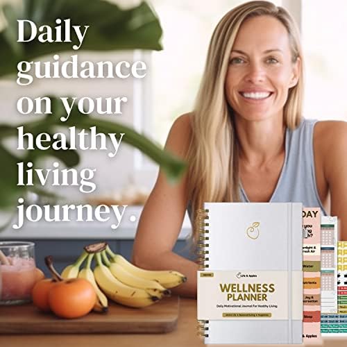 Life & Apples Wellness Planner Pro for Healthy Living - com agenda, diário de alimentos, gratidão, fitness e autocuidado - Dieta
