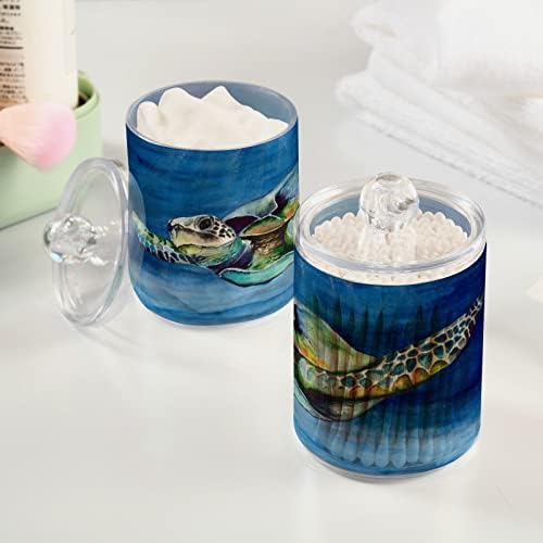Colorido Tartaruga marinha Cotton Swab Porta de banheiro Jarros com tampas conjuntos de algodão Round Bolder Round Solder para algodão