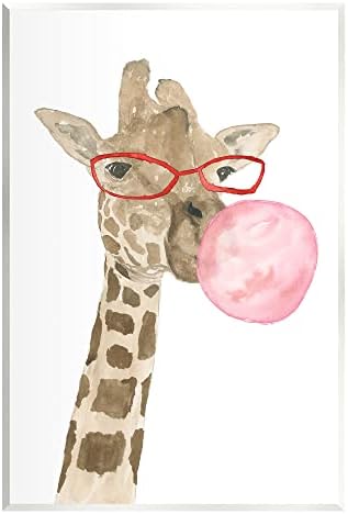 Stuell Industries Fun Giraffe Bubblegum Animal Wall Plate Art, Design by Lucille Price