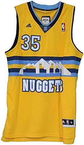 Kenneth Faried Denver Nuggets assinou autografado amarelo 35 Jersey Blue Auto JSA CoA