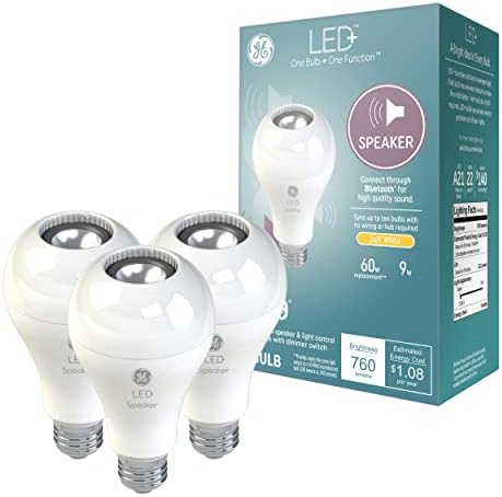 LED de iluminação GE+ lâmpada de alto-falante, branco macio, alto-falante Bluetooth, nenhum aplicativo ou wi-fi necessário,