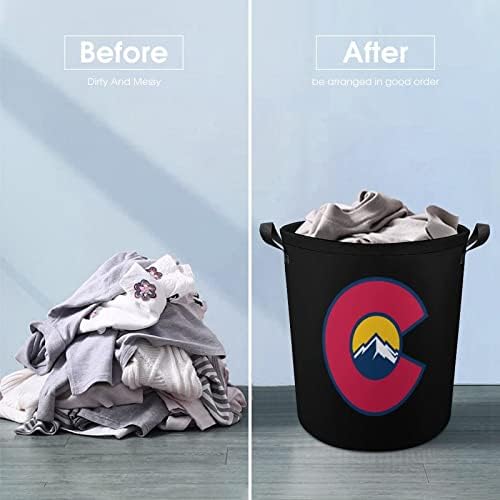 Centennials do Colorado Cesta de lavanderia com alças redondas cestas de armazenamento de lavanderia arredondada para banheiro