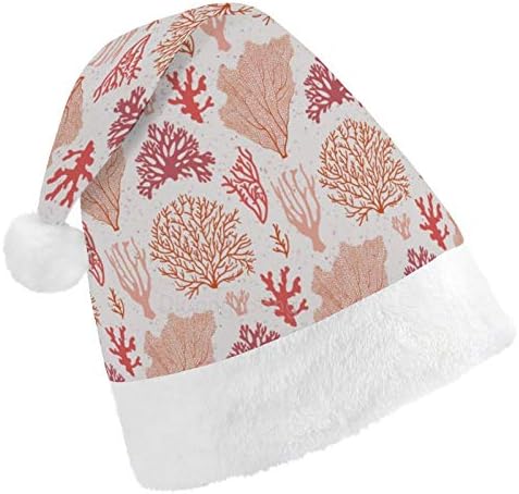 Chapéu de Papai Noel de Natal, Design de Coral Chapéu de Férias de Natal para Adultos, Unisex Comfort Hats de Natal