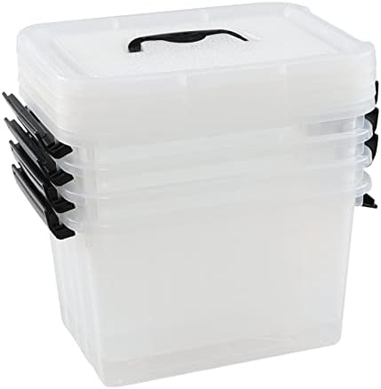 Caixa de armazenamento Bblina 6 Quart Plastci, Bins de armazenamento transparente Totes de contêineres Conjunto de 4