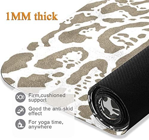 MnSruu Yoga Mat - leve e portátil elegante padrão de leopardo Microfiber Natural Borracha Tapetes com bolsa