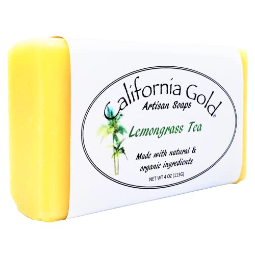 California Gold Artisan Soaps LemonGrass Tea Bar Soap-natural e fabricado orgânico com patchouli, sálvia e bergamota 1-4 oz. bar