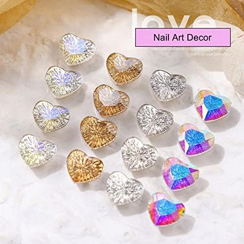 5pcs unha art decor requintado de luxo de luxo decoração de diamante coração ornamento de unhas brilhantes -