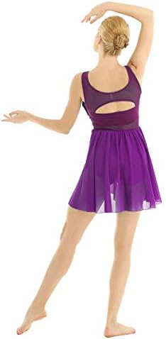Janjean feminino lírico assimétrico vestido de chiffon vestido de dança de dança de balé contemporâneo