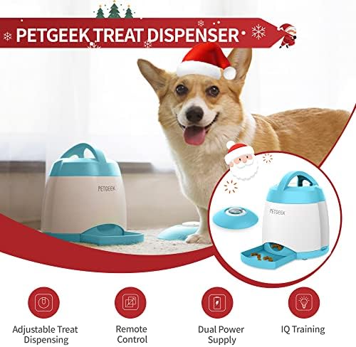 Alimentadores de gatos automáticos de petgeek, dispensador de tratamento para cães de treinamento de QI com botão