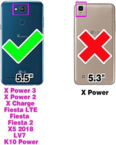 Compatível com LG X Charge/Fiesta 2 LTE/X Power 2/X5/LV7 Caixa da carteira e protetor de tela de vidro temperado Casos de telefone celular