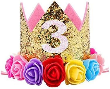 Ipalmay Baby Princesa Glitter Crown, Festas de 1º Aniversário Hat Gold Mix Rainbow Color