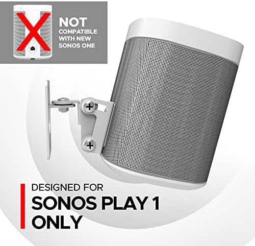 Jogue 1 Montagem de parede, branca, compatível com Sonos Play: 1 Somente, Mecanismo Glips e Tilt ajustável, Suporte