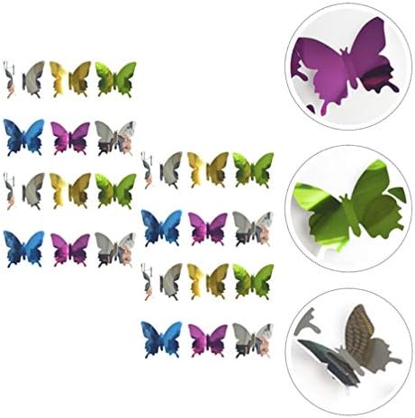Nuobesty 60pcs espelhos diy borboleta 3d adesivos de parede de borboleta de borboleta decalques decalques domésticos para sala de