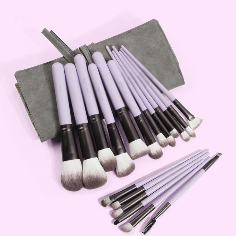 Quul 18pcs Brush de maquiagem profissional com ferramentas de cosméticos de bolsa Brush de fundação em pó