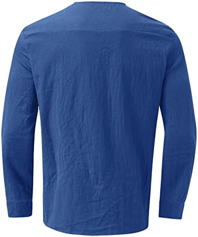 Camisas de linho de algodão masculino do ZDDO, Summer outono de manga comprida Button Down Down Casual Casual Beach camisa com