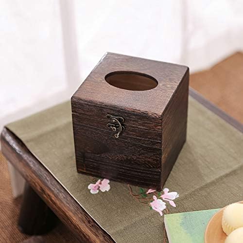 LLly Antique Paulownia Wood Tissue Box Square Solder Removable Removable