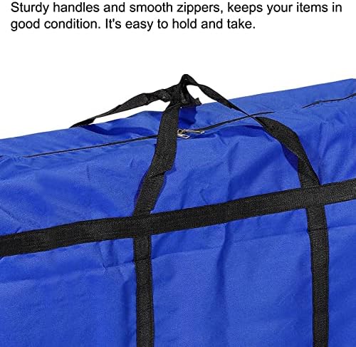 Patikil Storage Tote com zíperes, 2 pacote 230l Capacidade dobrável Sacos em movimento pesado para roupas de cama, azul