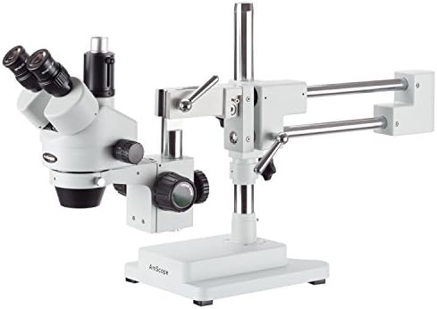 AMSCOPE SM-4TP Profissional Trinocular Stereo Zoom Microscópio, oculares WH10X, ampliação 7x-45x, iluminação ambiente