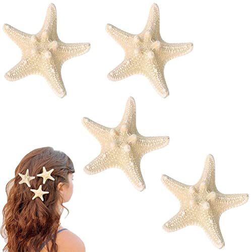 Obtanim 4 PCs PCs Starfish Hair Clip Resin Beach Sea Star Hair pinos