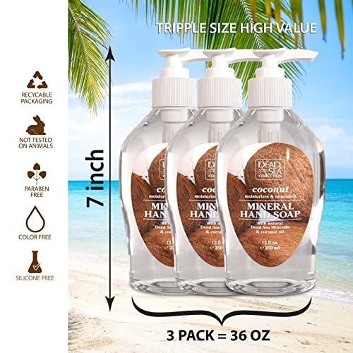 Coleção do mar Dead Sabão de mão - garrafa grande com bomba - hidratante de coco com aroma de mão para todas as peles Tipo