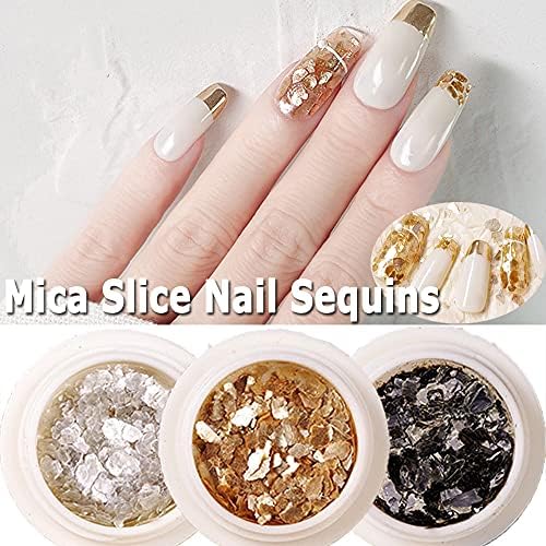 1 Box Glitter Powder Mica Slice Unhas lantejas de unhas Metal Ultra -fingro Flakes de unhas lantejas de manicure Manicure
