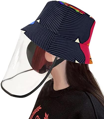 Chapéu de proteção para adultos com escudo facial, chapéu de pescador Anti -Sun Cap, Cartoon Owl Duck Cogumelo Animal
