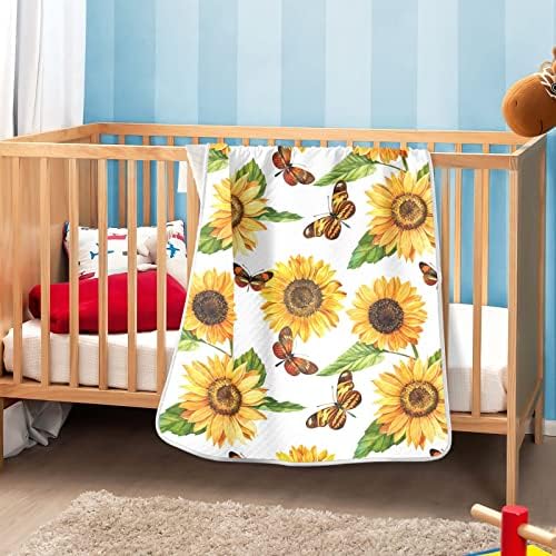 Girassóis Butterfly Unisex Fluffy Baby Blain para um cobertor de criança para criança para creche com cobertor de segurança