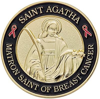 Hero's Valor St. Agatha Matrone Saint of Breast Cancer Challenge Oração de moeda de 1 pacote