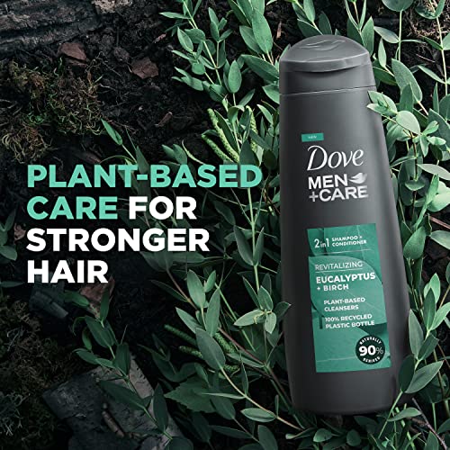 Men Dove+Care 2 em 1 shampoo e condicionador Eucalyptus & birch 4 contagem para cabelos de aparência saudável, limpadores