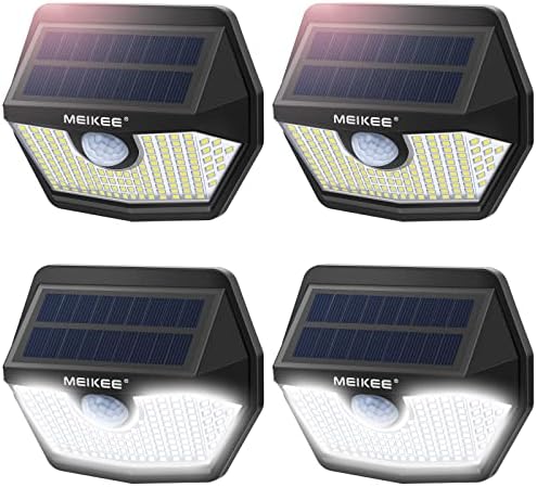 Luzes do sensor de movimento solar Meikee - Luzes paisagísticas de baixa tensão com 150 LEDs, IP66 à prova d'água, cobertura