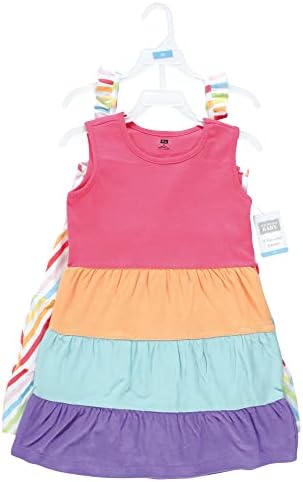Vestidos de algodão para meninas de bebê Hudson Baby, faixa arco-íris, 6 anos