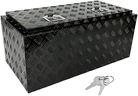 FRCERCE 36 X18 X16 Caixa de ferramentas para a cama de alumínio preto preto de serviço pesado com fechaduras e tecla