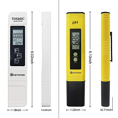 O medidor de pH da Ketotek Digital Water TDS, o testador de PPM, possui precisão TDS-EC-TEMP e ± 2%, testador de pH com 0-14,00PH
