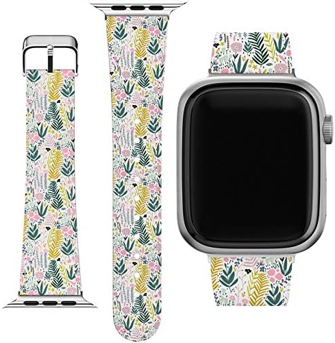 Pulseira Cavka Compatível para Apple Watch Series 7/6/5/4/3/2/1/SE e capa de telefone compatível com folhas de couro